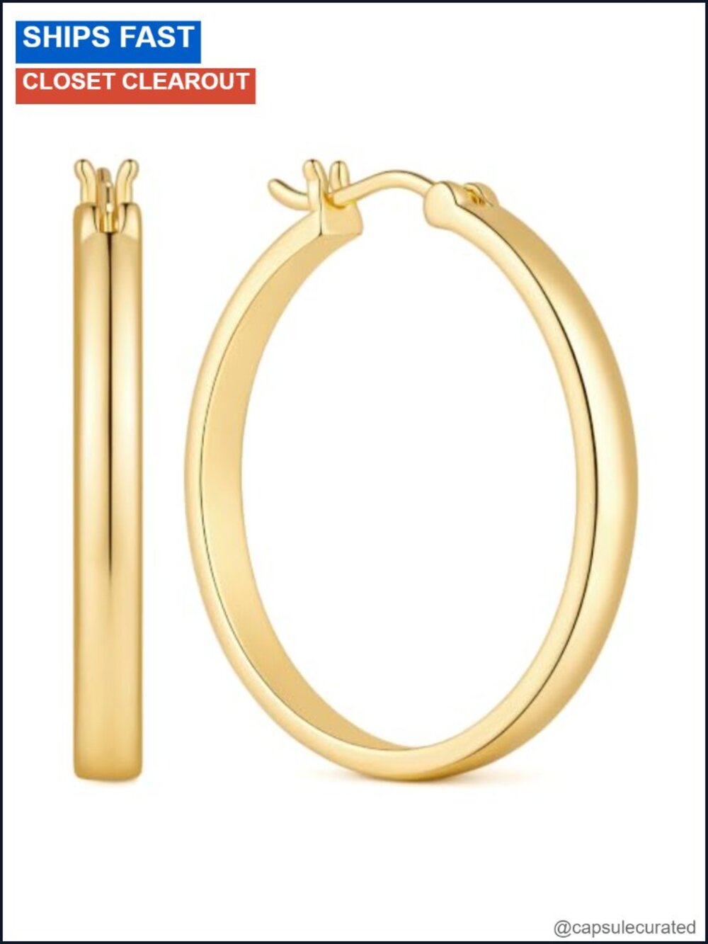 14K Gold Plated Wide Hoop Earrings for Women